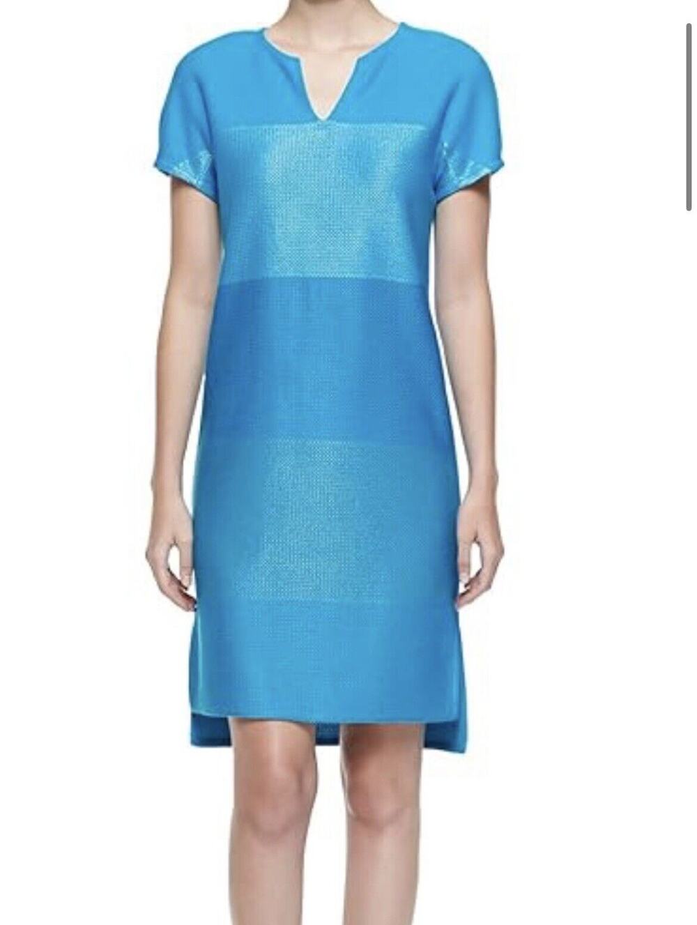 St. John Dress Women Size 16 Blue Stripe Coastal Preppy Old Money Chic Wool Mix